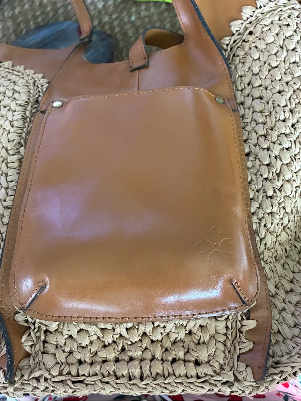 Patricia Nash Christiana Woven Satchel Tan with Leather Trim with dust bag. - Picture 14 of 15
